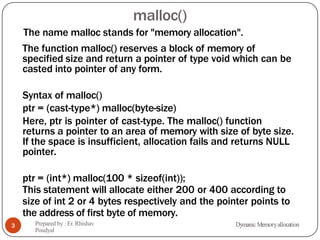 Dynamic Memory Allocation in C programming | PPT