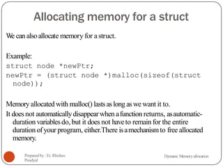 Dynamic Memory Allocation in C programming | PPT