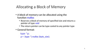 Dynamic Memory Allocation.pptx for c language and basic knowledge. | PPT