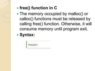 Dynamic memory allocation in c language | PPT