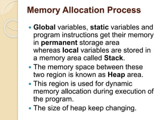 Dynamic memory allocation in c language | PPT