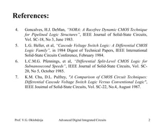 Advanced Techniques in Dynamic and Pass-Transistor CMOS Logic Design | PPT