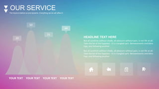 OUR SERVICE
The future is before us and dynamic. Everything we do will affect it.
20
50
31
44
YOUR TEXT YOUR TEXT YOUR TEXT YOUR TEXT
HEADLINE TEXT HERE
But all sunshine without shade, all pleasure without pain, is not life at all.
Take the lot of the happiest - it is a tangled yarn. Bereavements and bless
ings, one following another
But all sunshine without shade, all pleasure without pain, is not life at all.
Take the lot of the happiest - it is a tangled yarn. Bereavements and bless
ings, one following another
 