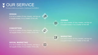 OUR SERVICE
The future is before us and dynamic. Everything we do will affect it.
CODING
it is not a matter of rosy cheeks, red lips an
d supple knees; it is a matter of the will,
MARKETING
it is not a matter of rosy cheeks, red lips an
d supple knees; it is a matter of the will,
DESIGN
it is not a matter of rosy cheeks, red lips an
d supple knees; it is a matter of the will,
CONCEPTION
it is not a matter of rosy cheeks, red lips a
nd supple knees; it is a matter of the will,
SOCIAL MARKETING
it is not a matter of rosy cheeks, red lips a
nd supple knees; it is a matter of the will,
 