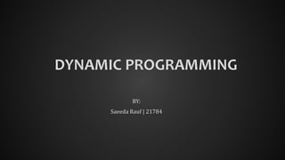 Introduction to Dynamic Programming | PPT