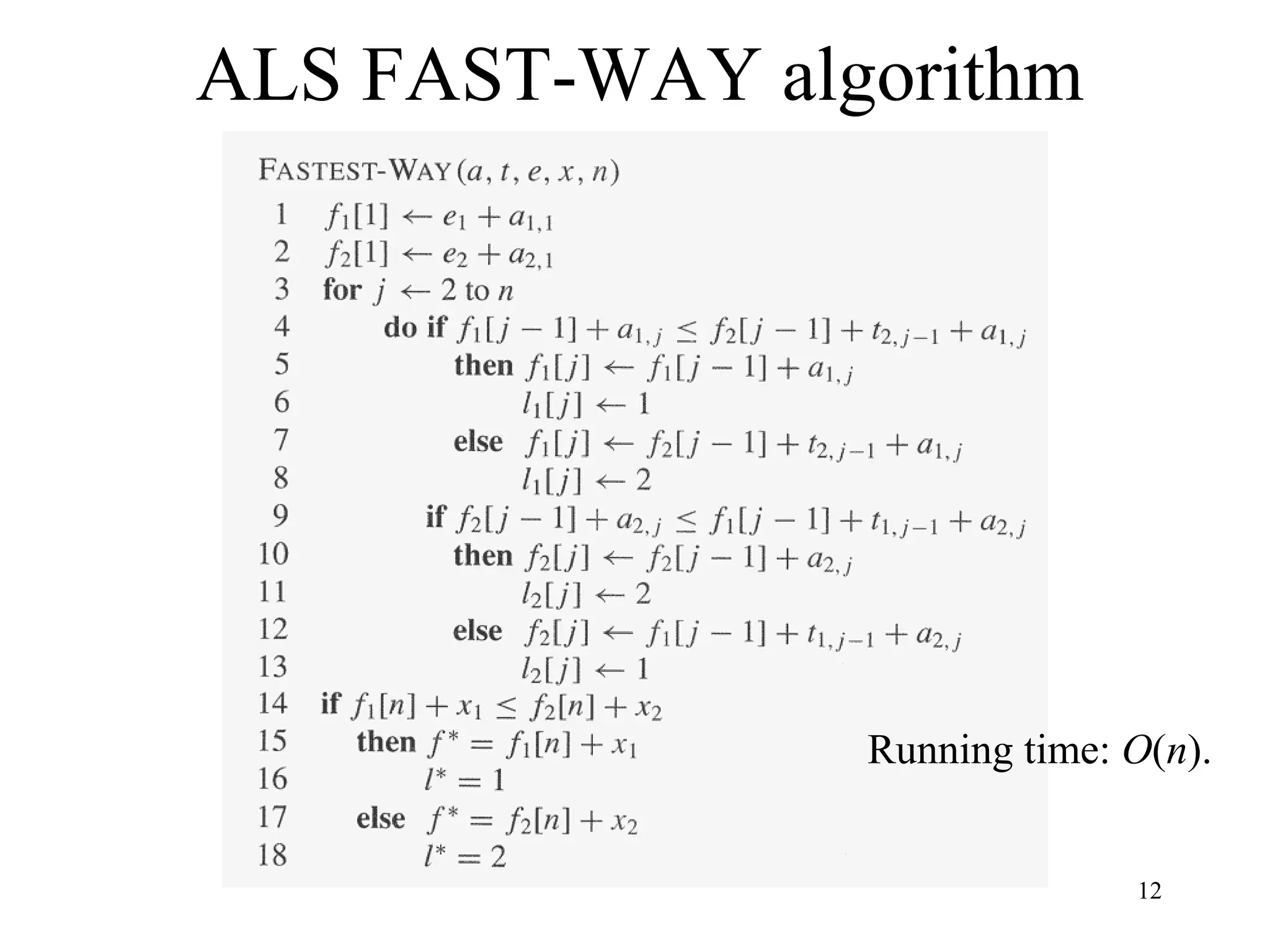 12
ALS FAST-WAY algorithm
Running time: O(n).
 