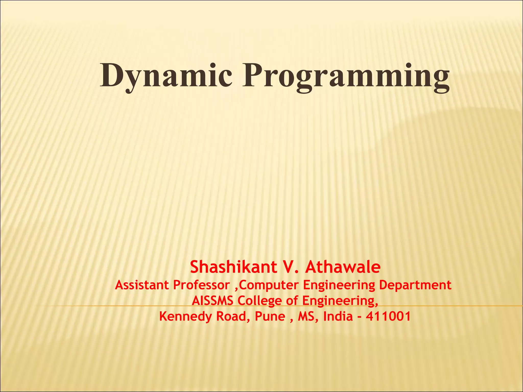 Dynamic programming | PPT
