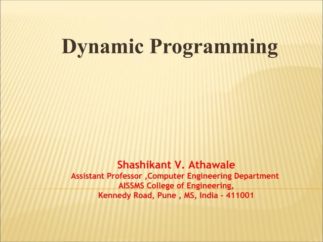 Dynamic programming | PPT