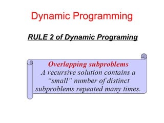 Dynamic Programming
RULE 2 of Dynamic Programing
 