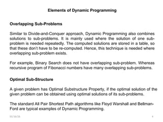 Dynamic Programming introduction, different problems based on DP | PPT