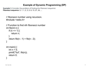 Dynamic Programming introduction, different problems based on DP | PPT
