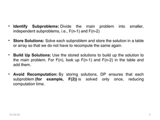 Dynamic Programming introduction, different problems based on DP | PPT