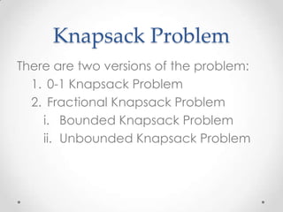 Knapsack Problem | PPTX
