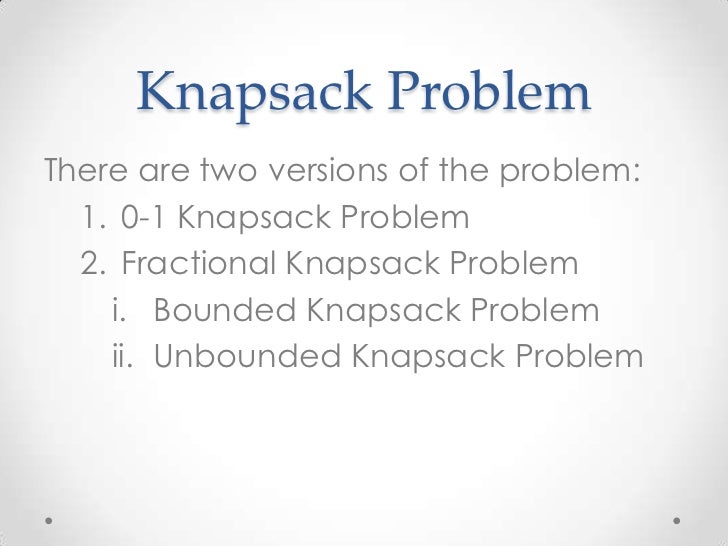 Knapsack Problem
