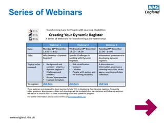 www.england.nhs.uk
Series of Webinars
 