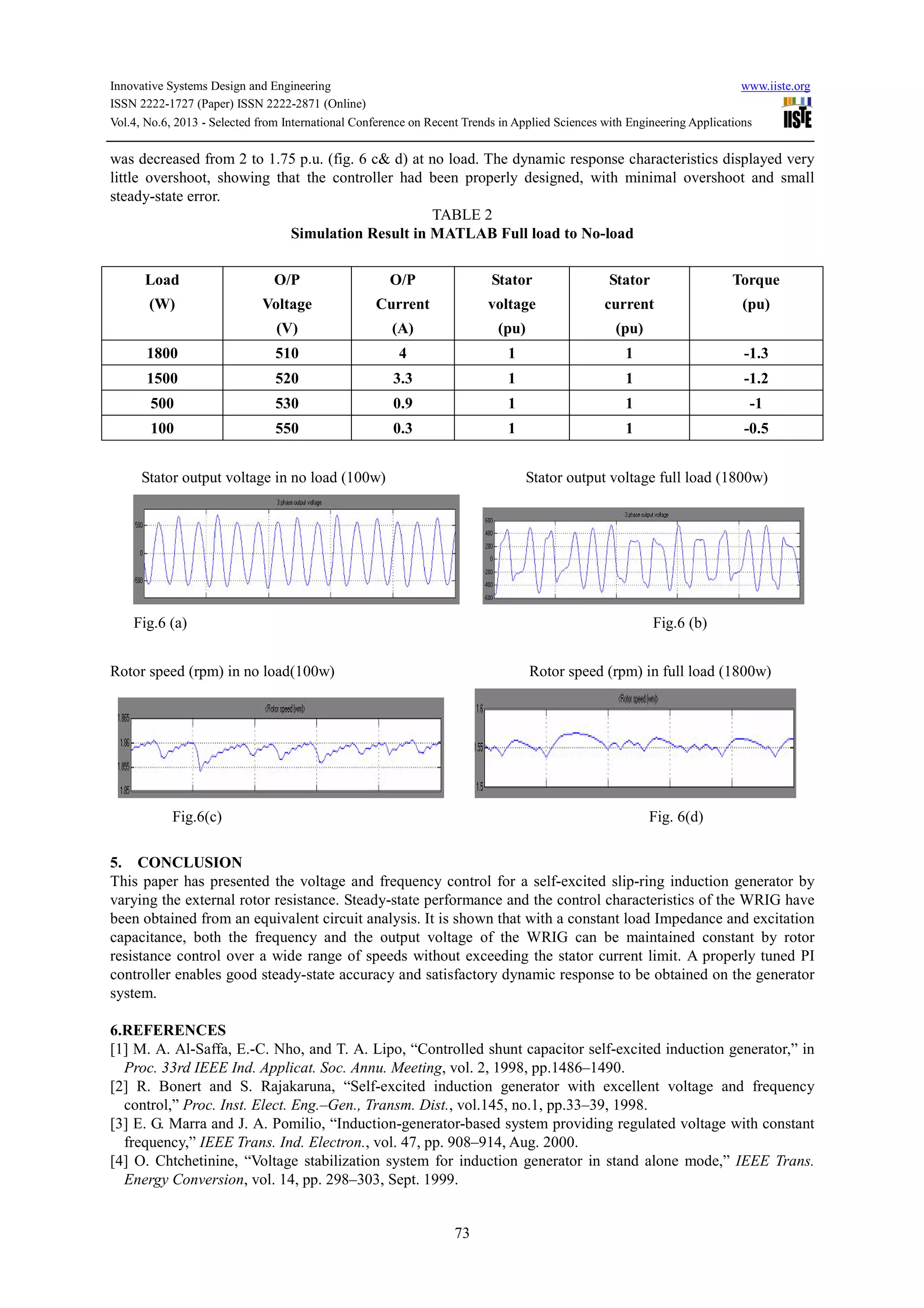 Dynamic response of wound rotor induction generator for wind energy ...