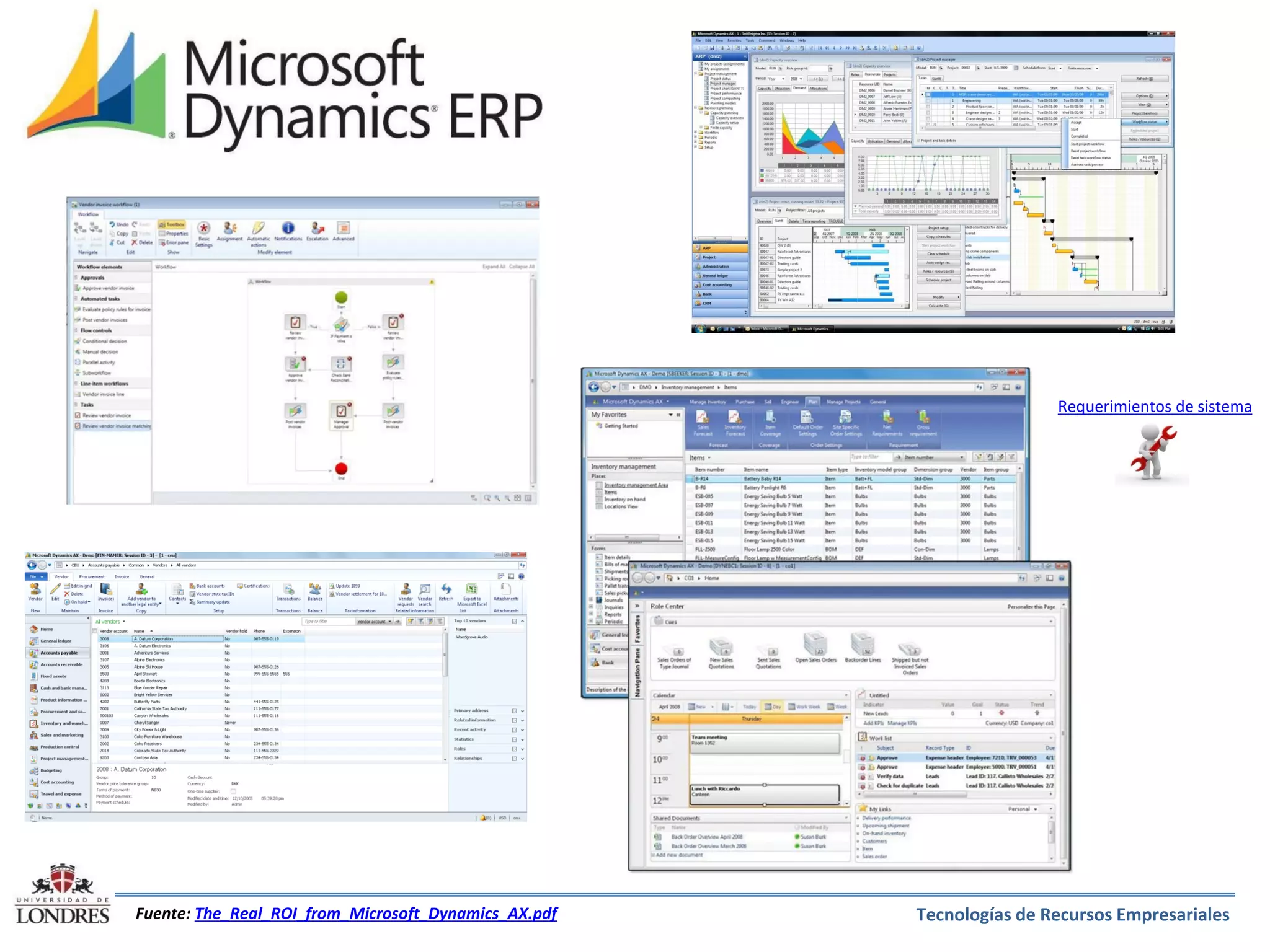 Requerimientos de sistema

Fuente: The_Real_ROI_from_Microsoft_Dynamics_AX.pdf

Tecnologías de Recursos Empresariales

 