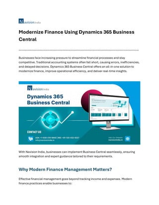 Modernize Finance Using Dynamics 365 Business Central | PDF