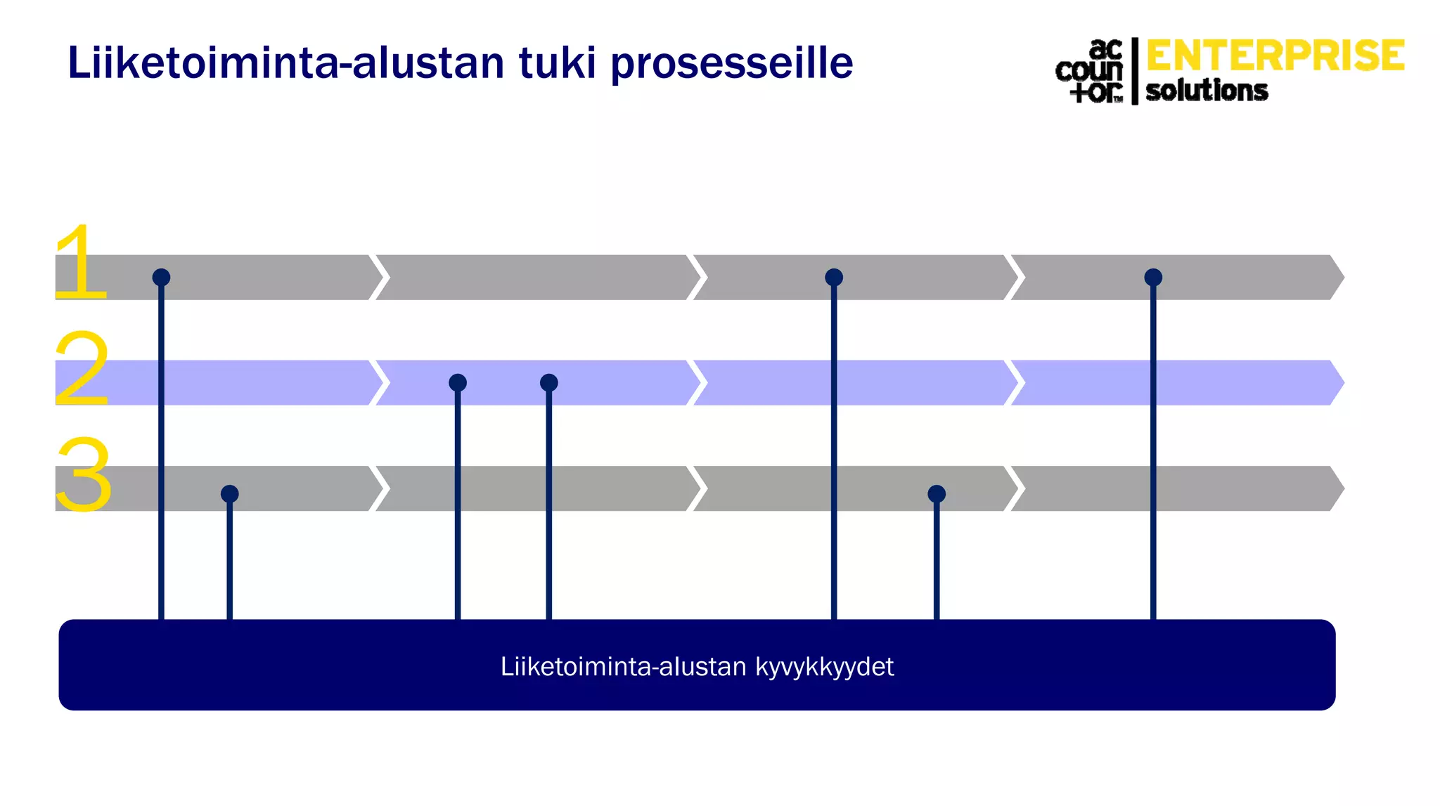 Liiketoiminta-alustan tuki prosesseille
Liiketoiminta-alustan kyvykkyydet
1
2
3
 