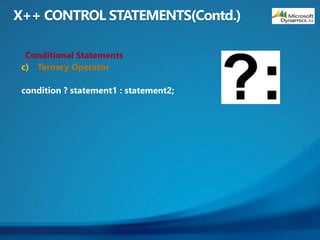 Conditional Statements
c) Ternary Operator
 