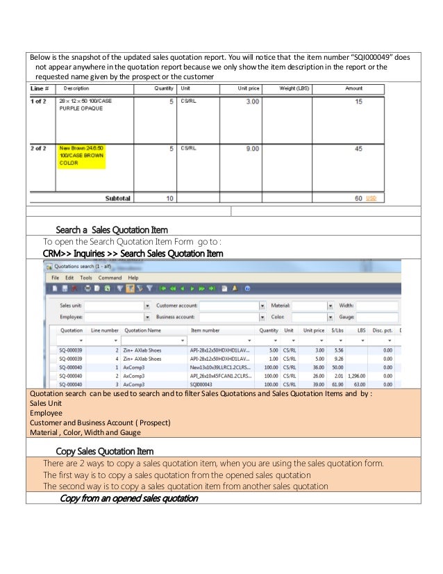 dynamics ax fast sales quotation sales quotation