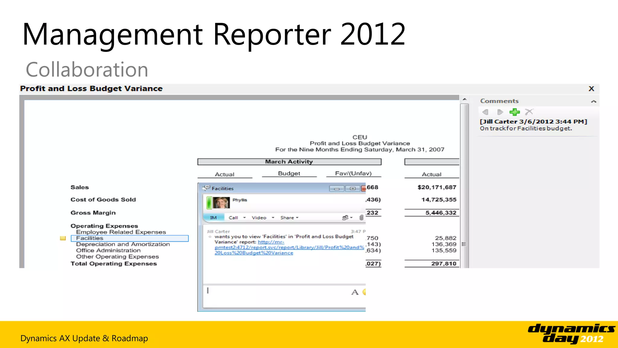 Management Reporter 2012
 Collaboration




Dynamics AX Update & Roadmap
 