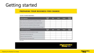 Getting started

Preparing Your Business For Change

| 25

 
