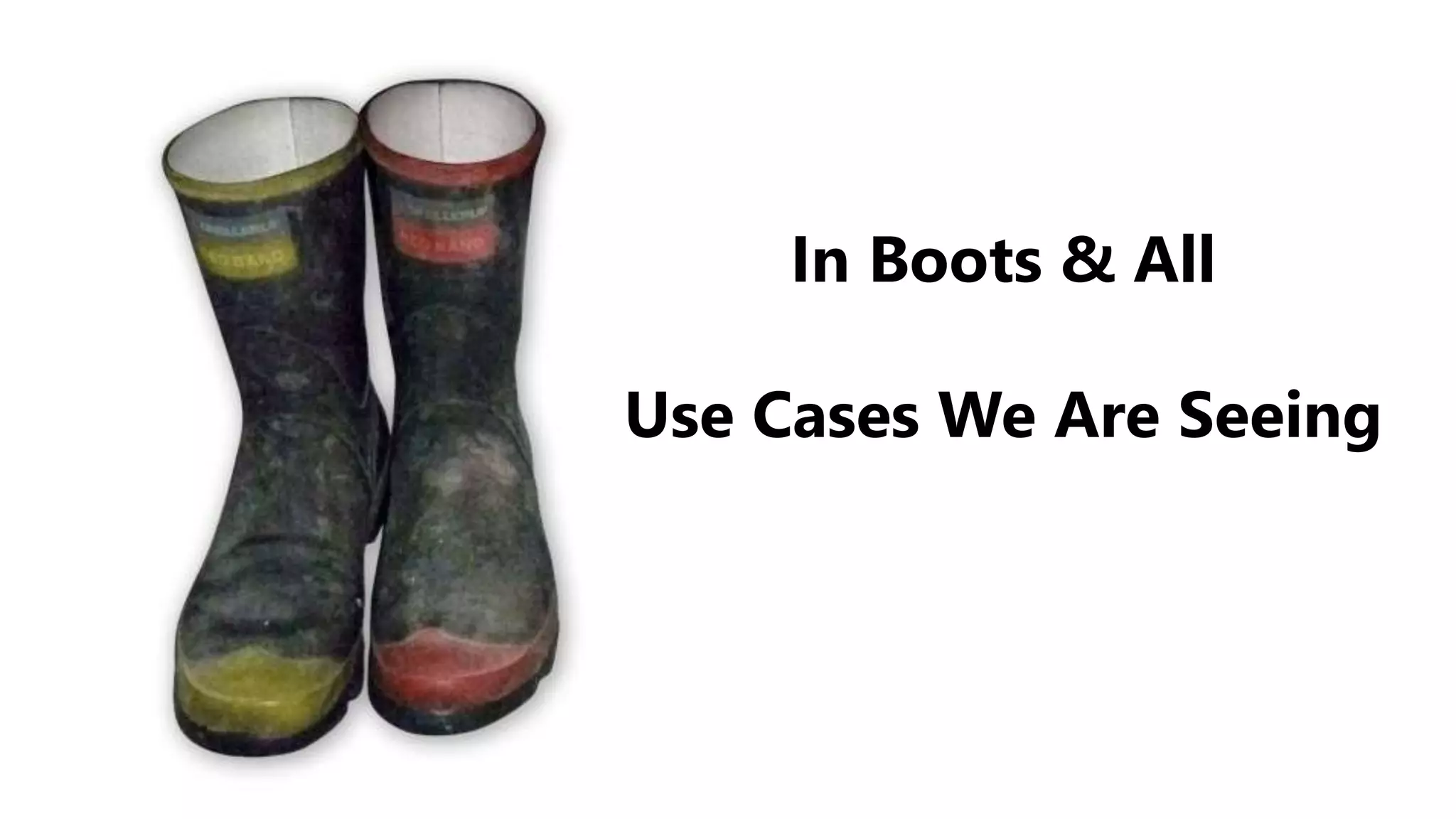 In Boots & All
Use Cases We Are Seeing
 