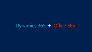 Dynamics 365 + Office 365
 