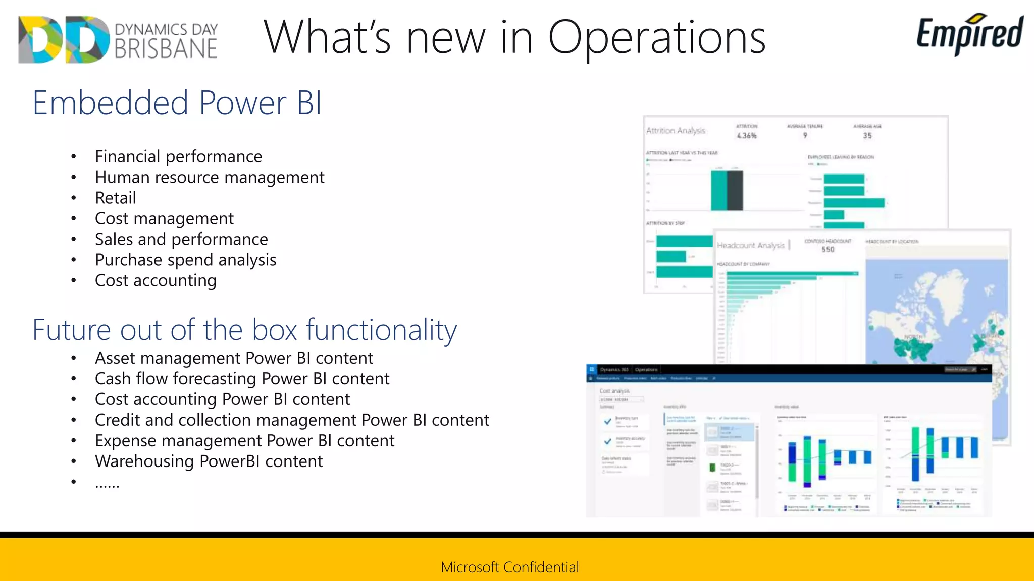 • Financial performance
• Human resource management
• Retail
• Cost management
• Sales and performance
• Purchase spend analysis
• Cost accounting
• Asset management Power BI content
• Cash flow forecasting Power BI content
• Cost accounting Power BI content
• Credit and collection management Power BI content
• Expense management Power BI content
• Warehousing PowerBI content
• ……
 