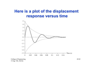 Here is a plot of the displacement
           response versus time




College of Engineering                45/43
© Eng. Vib, 3rd Ed.
 