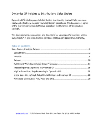Dynamics gp insights to distribution - sales orders | PDF