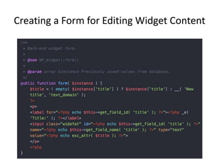 Creating a Form for Editing Widget Content
 