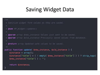 Saving Widget Data
 