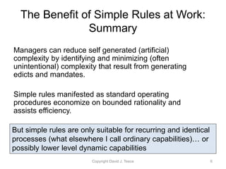 Dynamic Simplicity: Are Simple Rules Sufficient for Competing in the ...