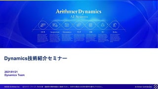 2021/01/21
Dynamics Team
Dynamics技術紹介セミナー
 