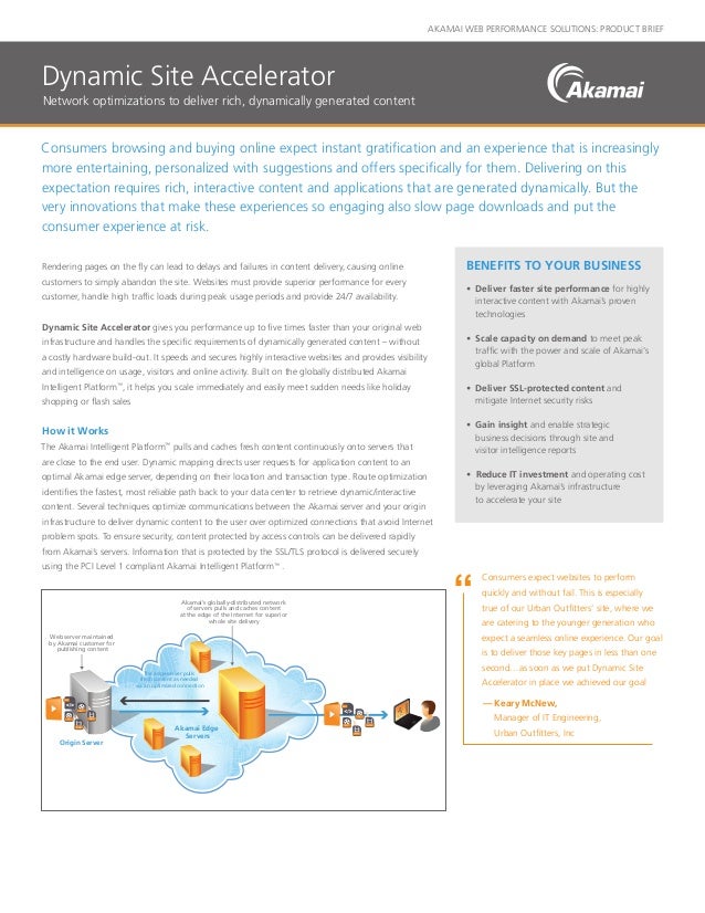 Dynamic Site Accelerator Product Brief Network optimizations to