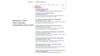 November 5, 2019
Prior to sitemap,
removed deny all for robots
 