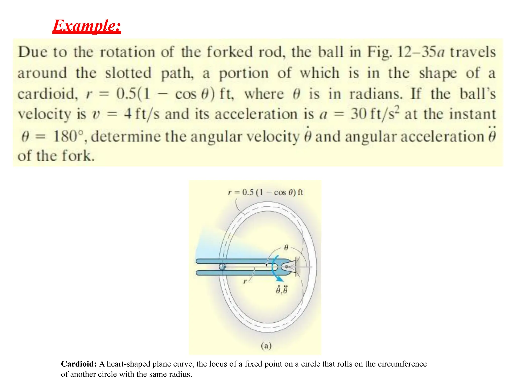 Example:
Cardioid: A heart-shaped plane curve, the locus of a fixed point on a circle that rolls on the circumference
of another circle with the same radius.
 