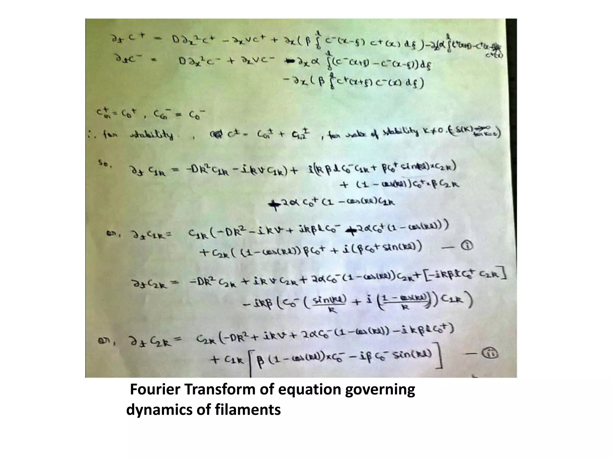 Fourier Transform of equation governing
dynamics of filaments
 