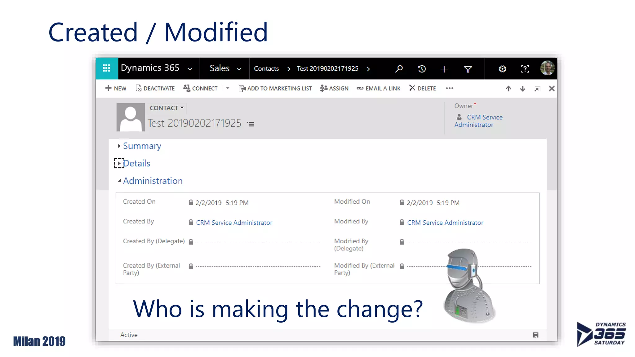 Milan 2019
Created / Modified
Who is making the change?
 
