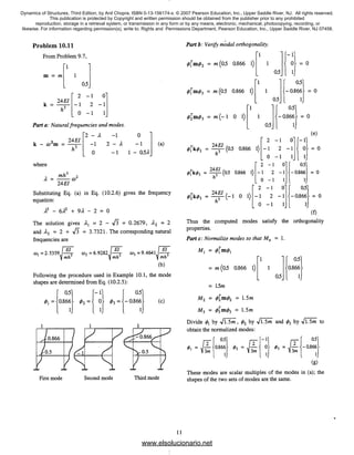 Dynamics of Structures, Third Edition, by Anil Chopra. ISBN 0-13-156174-x. © 2007 Pearson Education, Inc., Upper Saddle River, NJ. All rights reserved.
This publication is protected by Copyright and written permission should be obtained from the publisher prior to any prohibited
reproduction, storage in a retrieval system, or transmission in any form or by any means, electronic, mechanical, photocopying, recording, or
likewise. For information regarding permission(s), write to: Rights and Permissions Department, Pearson Education, Inc., Upper Saddle River, NJ 07458.
www.elsolucionario.net
 