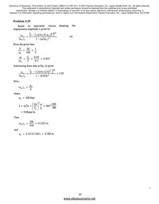Dynamics of Structures, Third Edition, by Anil Chopra. ISBN 0-13-156174-x. © 2007 Pearson Education, Inc., Upper Saddle River, NJ. All rights reserved.
This publication is protected by Copyright and written permission should be obtained from the publisher prior to any prohibited
reproduction, storage in a retrieval system, or transmission in any form or by any means, electronic, mechanical, photocopying, recording, or
likewise. For information regarding permission(s), write to: Rights and Permissions Department, Pearson Education, Inc., Upper Saddle River, NJ 07458.
www.elsolucionario.net
 