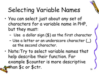 Selecting Variables Dynamic Web Pages Ch 1 V1.0 | PPT