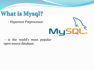 - Hypertext Preprocessor
- is the world's most popular
open source database.