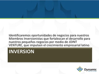 INVERSIONISTA Son todos los empresarios o personas naturales que deseen conseguir oportunidades de negocios reales. Presentadas por TG OULOOK ADVISOR, como compañía Consultora quien analizara la inversión y se encargara de presentar toda la propuesta a los inversionistas.Valor $180.00 al ano
