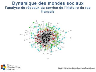Dynamique des mondes sociaux
l’analyse de réseaux au service de l’histoire du rap
français
Karim Hammou, karim.hammou@gmail.com
 