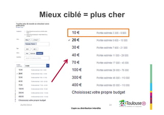 Copie ou distribution interdite
Mieux ciblé = plus cher
26/05/2014 24
Copie ou distribution interdite
 