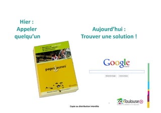 Copie ou distribution interdite
Hier :
Appeler
quelqu’un
3
Aujourd’hui :
Trouver une solution !
Copie ou distribution interdite
 