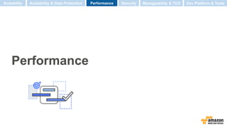 Performance
Scalability Performance SecurityAvailability & Data Protection Manageability & TCO Dev Platform & Tools
 